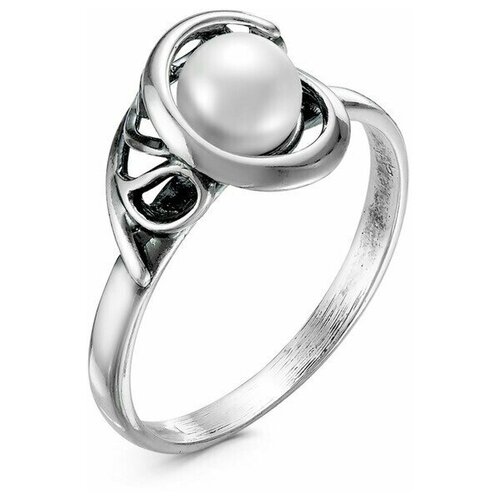 фото Кольцо "жемчуг" меланхолия, посеребрение, цвет белый, 17 размер нет бренда