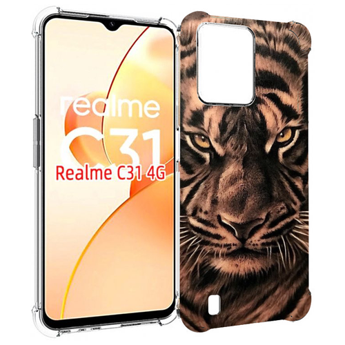Чехол MyPads злой-большой-тигр для OPPO Realme C31 задняя-панель-накладка-бампер