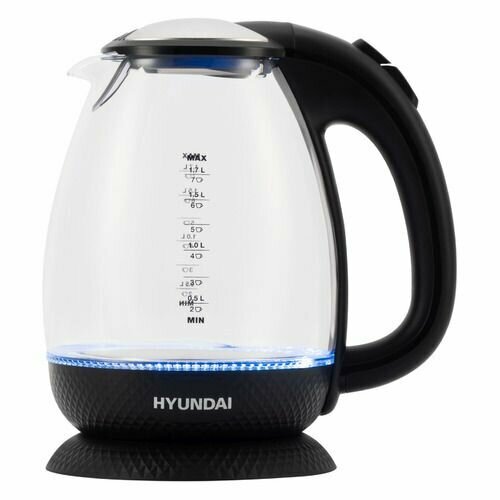Чайник электрический Hyundai HYK-G3804, 2200Вт, черный чайник электрический hyundai hyk s4501 черный бронзовый