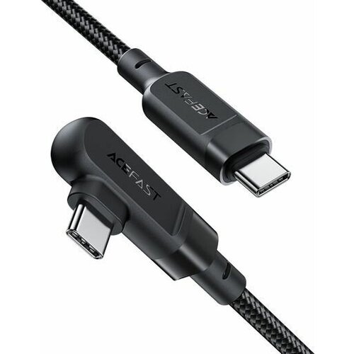 Кабель угловой ACEFAST C5-03 USB-C to USB-C 100W right angled aluminum alloy charging data cable. Цвет: черный кабель acefast c2 03 usb c to usb c zinc alloy silicone charging data cable 1 2 метра чёрный