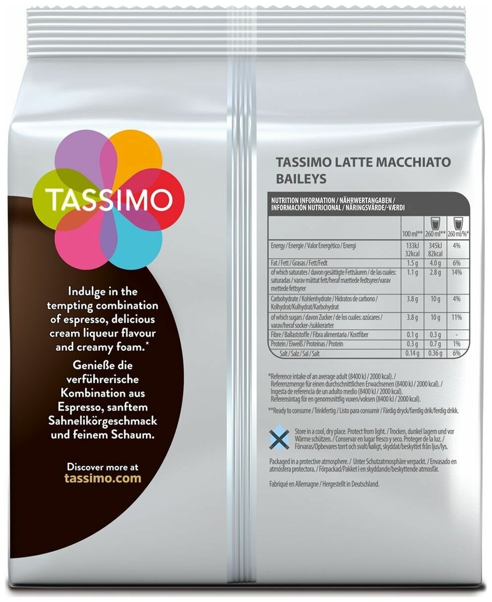 Набор кофе в капсулах Tassimo Baileys Latte Macchiato, 5 упаковок по 16 капсул - фотография № 7