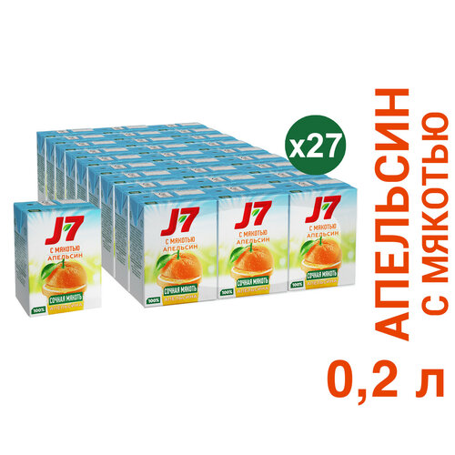 Сок J7 Апельсин, без сахара, 0.2 л, 27 шт.