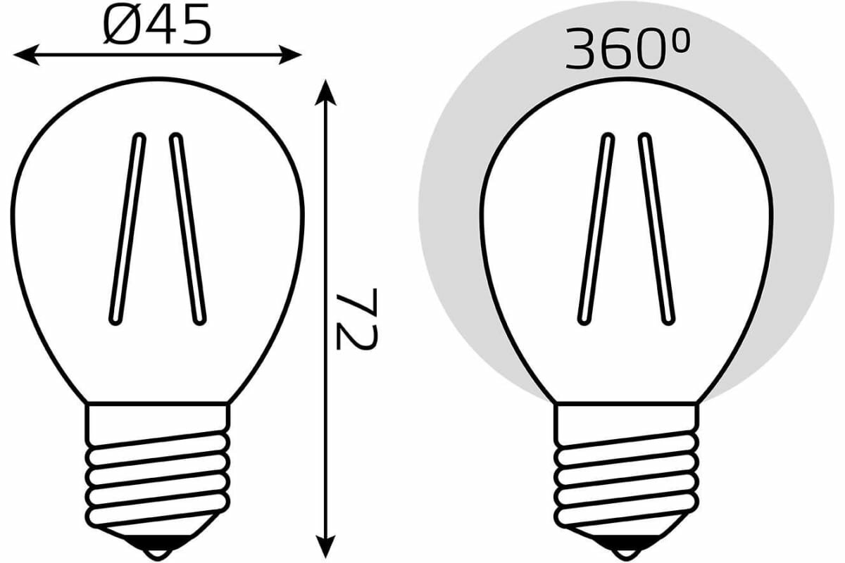 Gauss Black Filament 105802209, E27, G45, 9 Вт, 4100 К - фотография № 12