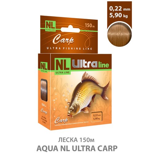 леска для рыбалки aqua nl ultra carp карп 150m 0 22mm 5 90kg для фидера удочки спиннинга троллинга светло коричневый набор 2 шт Леска для рыбалки AQUA NL ULTRA CARP (Карп) 150m, 0,22mm, 5,90kg / для фидера, удочки, спиннинга, троллинга / светло-коричневый