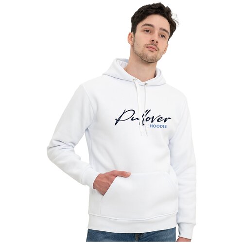 фото Толстовка (худи) мужская без начеса с капюшоном белая, размер 44-46 (s) ph - pullover hoodie