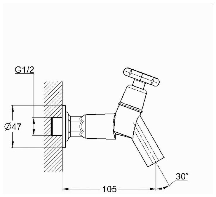 Смеситель Solone кухня моно настенный, керам 1/2", JIK22-A102-A - фотография № 5