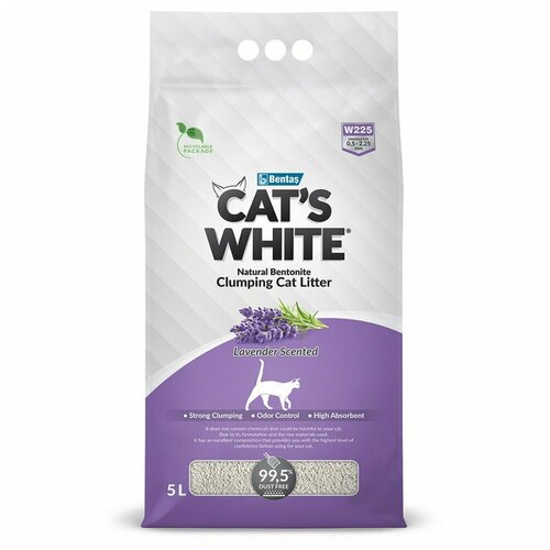 cats white наполнитель комкующийся с нежным ароматом лаванды для кошачьего туалета 5л lavender 011861112 4 25 кг 61226 2 шт Cat's White Lavender комкующийся наполнитель с нежным ароматом лаванды для кошачьего туалета (5л)