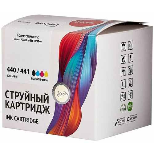 Комплект картриджей Sakura Canon PG-440 / CL-441 / 5219B005 черный (пигментный, 9 мл.), голубой, пурпурный, желтый (водорастворимый, 3x18 мл.) для Canon (SI5219B005) чернила для принтера canon pixma mg3640 mg3640s mg3540 mg4140 и др для cl 441 краска на принтер для заправки картриджей комплект 3шт цветные