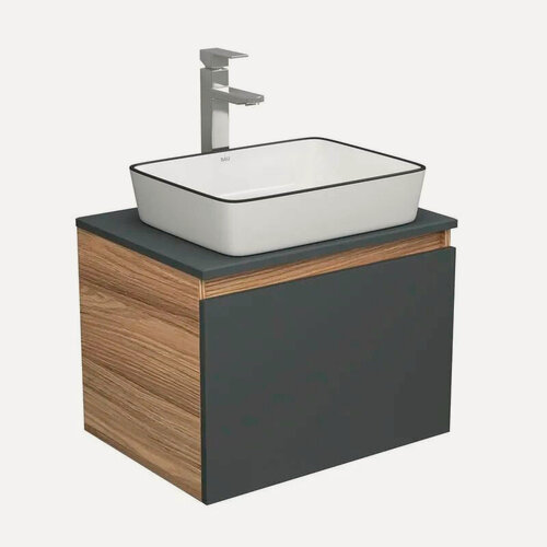 Изображение товара Комплект для ванной, 3 предмета (тумба 60, раковина 48х37, смеситель)