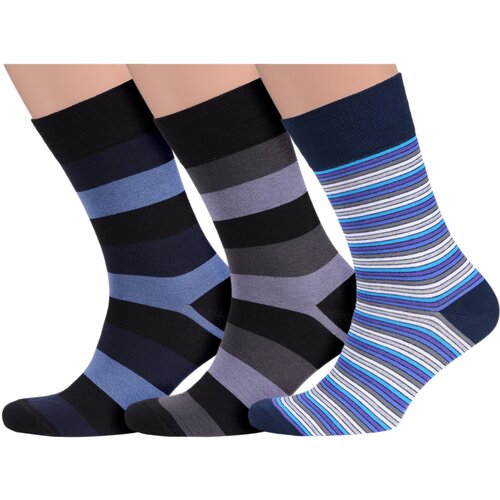 фото Носки moscowsocksclub, 3 пары, размер 25, мультиколор, серый, синий