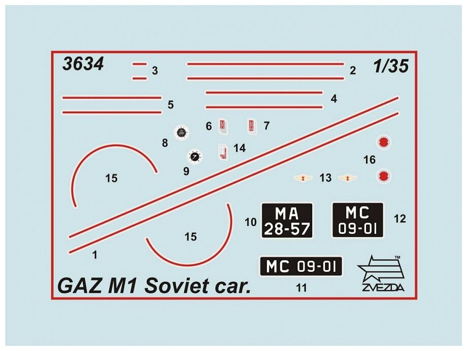 ZVEZDA Сборная модель Советский автомобиль Газ М1 - фото №5