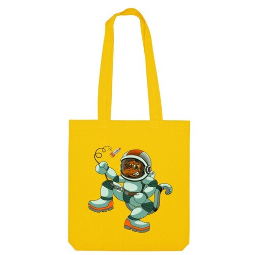 сумка обезянка космонавт ярко синий Сумка шоппер Us Basic, желтый