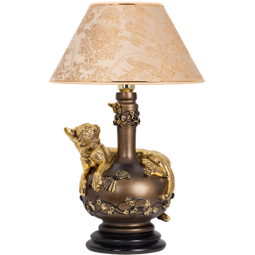 Настольная лампа Bogacho Агнесса бронзовая с кремовым абажуром Антиквайт