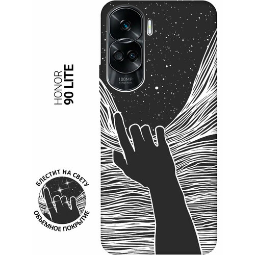 фото Силиконовый чехол на honor 90 lite / хонор 90 лайт с рисунком "рука и нити" soft touch черный slvgo