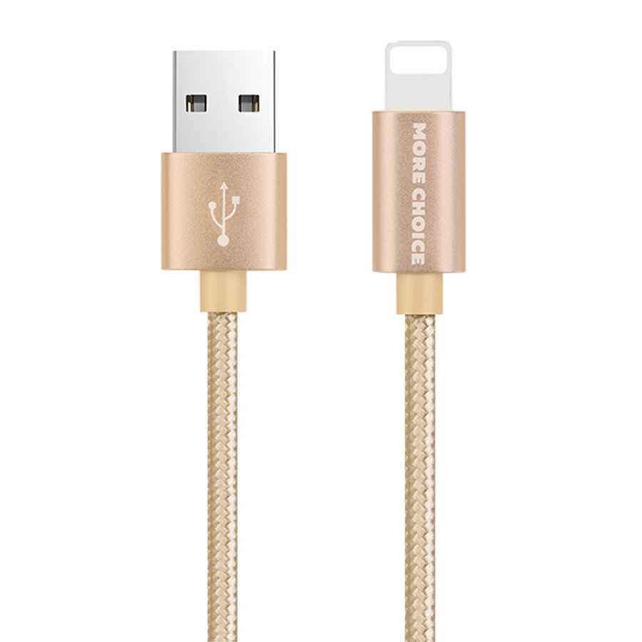 Кабель USB HOCO X2 knitted USB - Lightning, 2.4А, 1 м, золотой