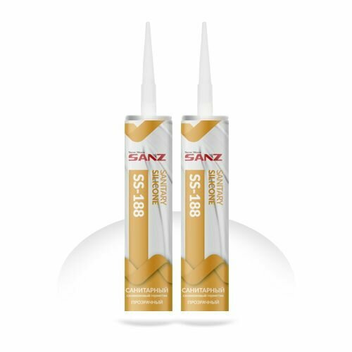 Герметик силиконовый санитарный SANZ SS-188 всесезонный до - 15 С, прозрачный 280мл