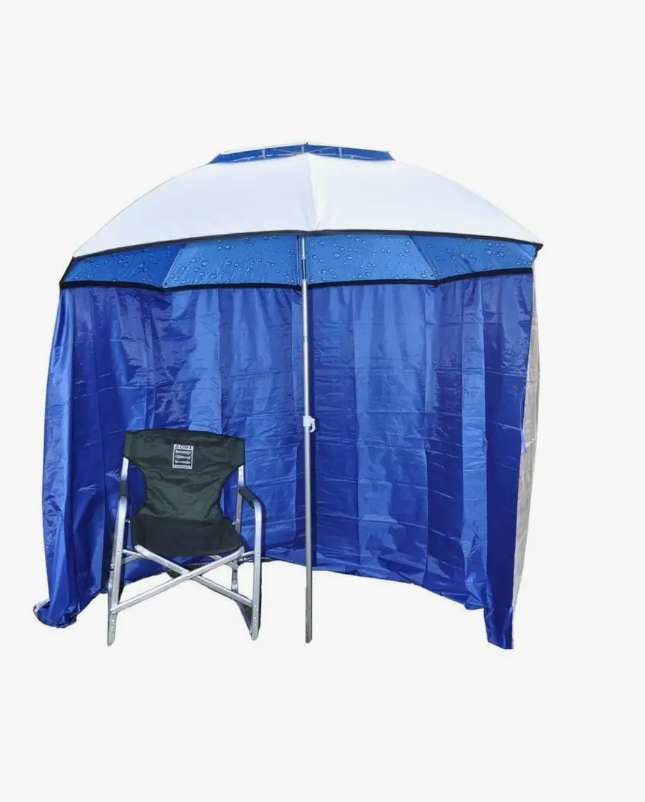 Карповый зонт с тентом / Пляжный зонт с защитой от дождя и солнца / Светоотражающий зонт для рыбалки и отдыха / D=220 см - фотография № 10