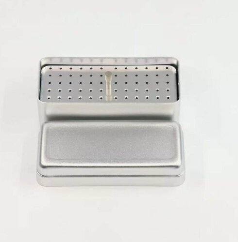 Изображение товара Эндобокс-Подставка Incidental (TYPE E) для стерилизации и хранения эндодотических, вращающихся интрументов, боров. Для удобства сортировки 72 инстр(36 боров, 36 файлов), серебристый.