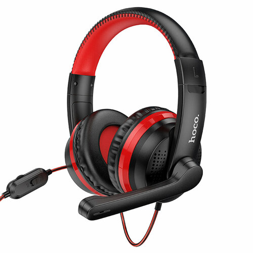 Проводные наушники HOCO W103 Magic, Jack 3.5mm+AUX, 1.2 м, красный наушники w103 gaming headphones проводные hoco черно красные