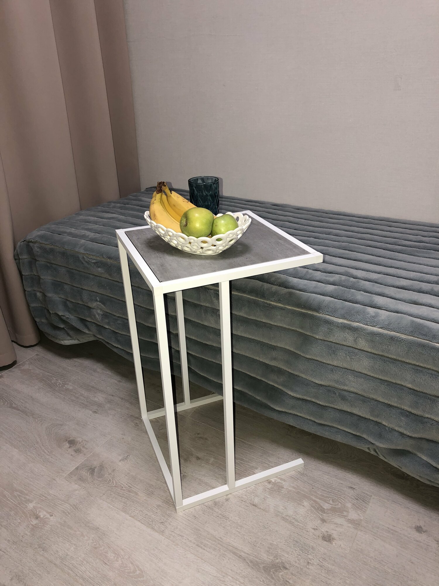 фото Стол журнальный МИНИ, Белый муар, ЛДСП (Метрополитан Грей)