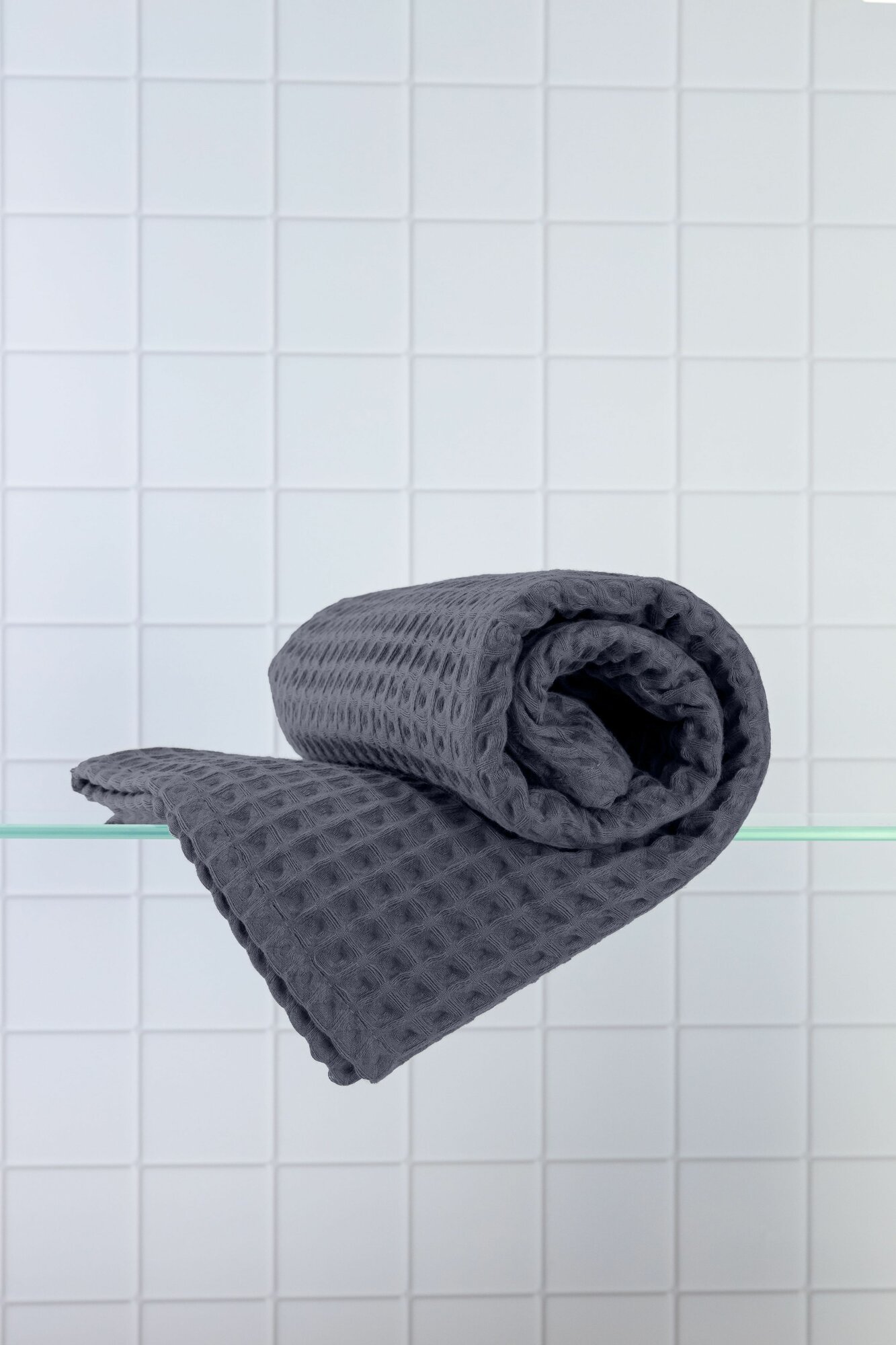 фото Полотенце банное (100*150) вафельное Seal Store серый