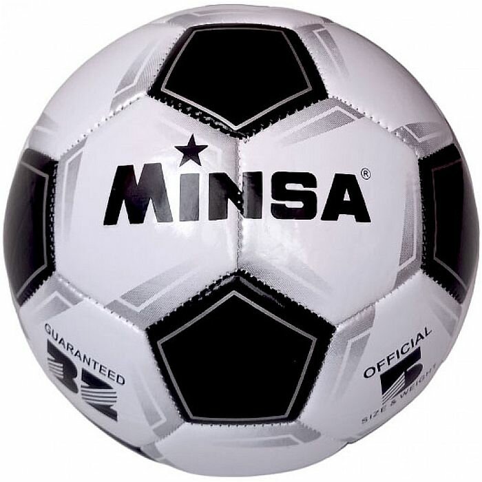 Мяч футбольный MINSA B5-9035 (PVC 2. 7, 345 гр, маш. сш. ) (черный/белый)