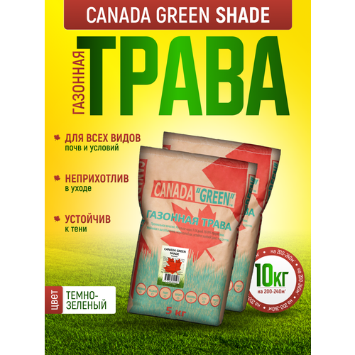 Газонная трава семена Канада Грин Теневыносливая 10кг / Теневая 10 кг / Canada Green Shade 10 кг