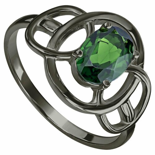 серебряное кольцо с натуральным аметистом коллекция юнона белый родий размер 22 5 Кольцо Lazurit Online, серебро, 925 проба, родирование, диопсид, размер 20