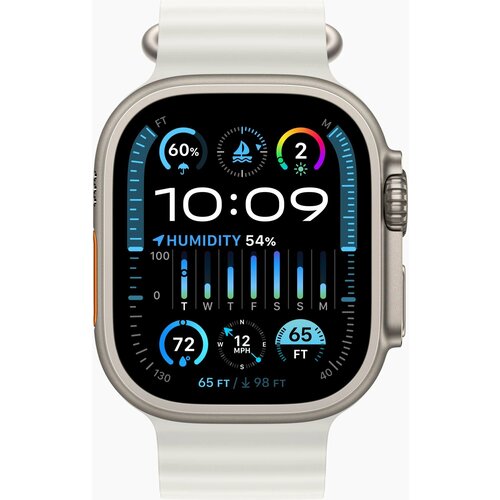 APPLE Смарт-часы Apple Watch Ultra 2 A2986 49мм OLED корп титан Ocean band рем белый разм брасл130-200мм MREJ3LWA MREJ3LWA 10728800₽