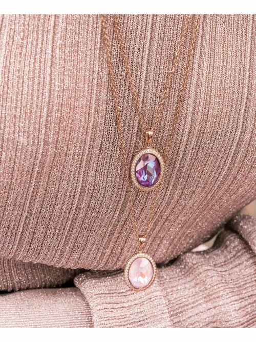 Колье Qudo, кристаллы Swarovski, фиолетовый, розовый