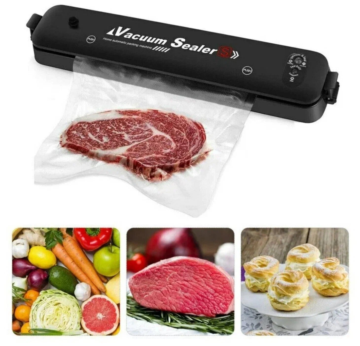 Вакуумный упаковщик, Vacuum Sealer, Запайщик пакетов, Вакууматор для продуктов, Упаковщик пакетов