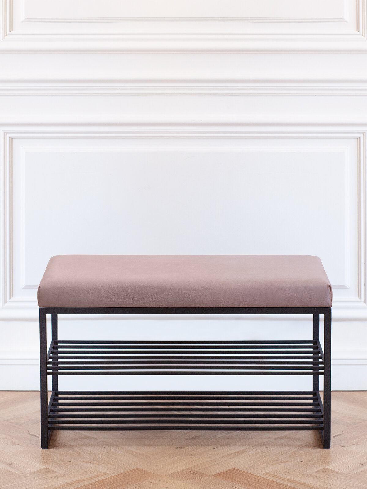 Обувница GARDA, черный каркас, сидение велюр цвет Mocco, 850х400х520 — фото 1