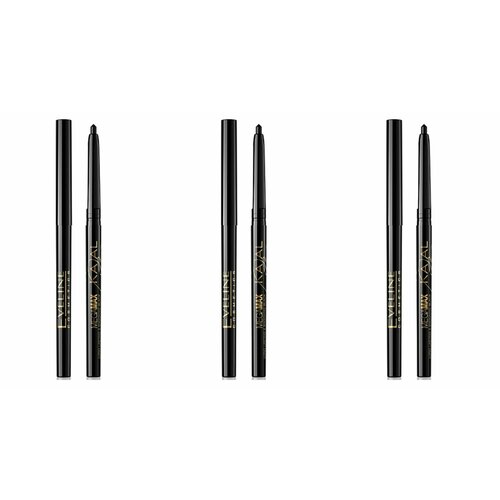 Eveline Cosmetics Автоматический карандаш для глаз Mega max kajal, черный, 3 шт