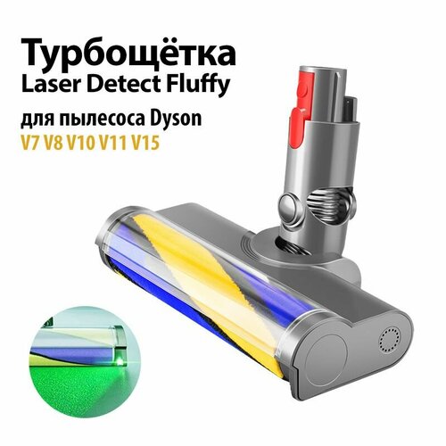 Турбощетка Laser Detect для пылесоса Dyson V8 V7 V10 V11 V15 Щетка насадка с лазерной зеленой подсветкой и мягким валиком Для уборки твердых полов ламинат плитка паркет 4890₽