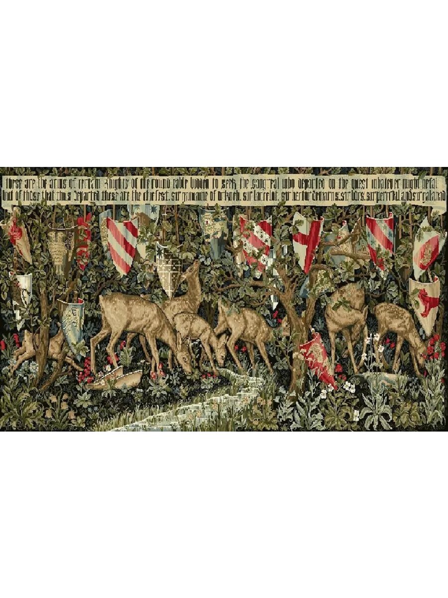 Гобелен на стену картина без рамы Олени у водопоя. 70X110 см.