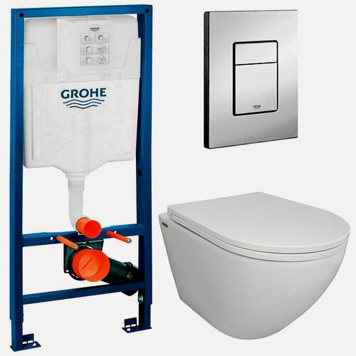Изображение товара Инсталляция Grohe 38772001 + унитаз Bloomix Trend CH1203R/UF1 безободковый с сиденьем