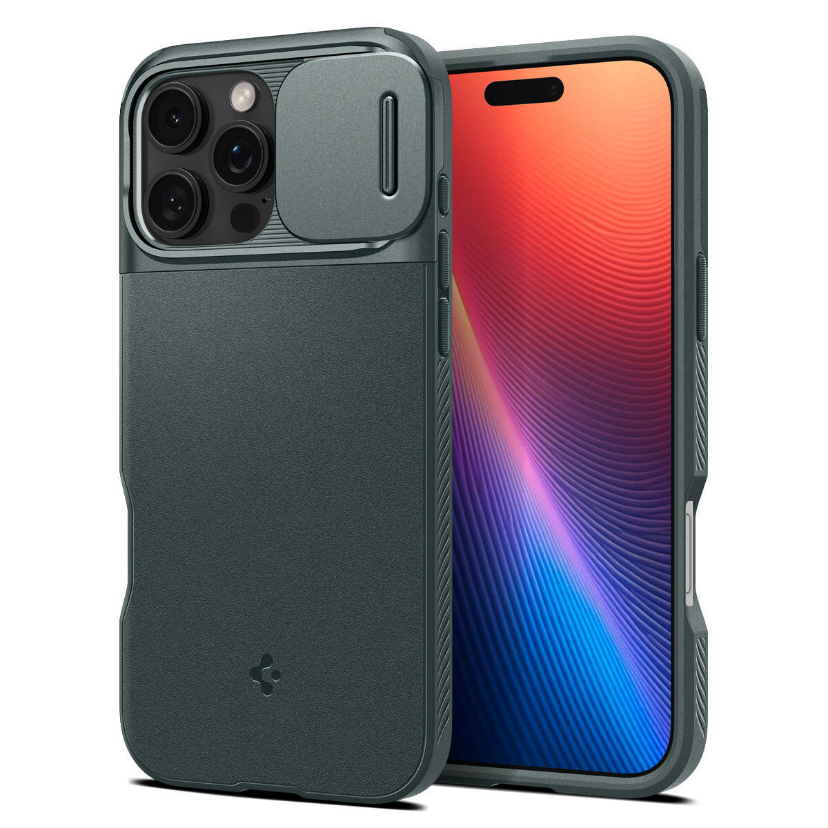 Чехол Spigen на iPhone 16 Pro Max (ACS08016) Optik Armor MagSafe / Спиген Чехол для Айфон 16 Про Макс Зеленый