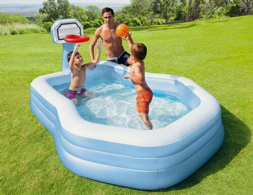 Изображение товара Надувной семейный бассейн интекс (INTEX) Баскетбол, 257х188х130 см, от 3 лет, 57183