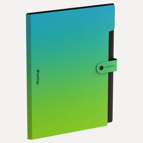Изображение товара Папка-органайзер на кнопке Berlingo Radiance (А4, 600мкм, 5 отделений) голубой/зеленый градиент (XF4_05003)