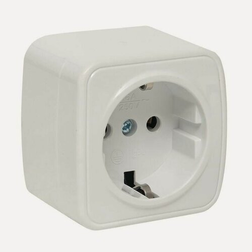 Изображение товара Розетка 1-м ОП Минск 16А IP20 с заземл. бел. Basic EKF EGR16-028-10