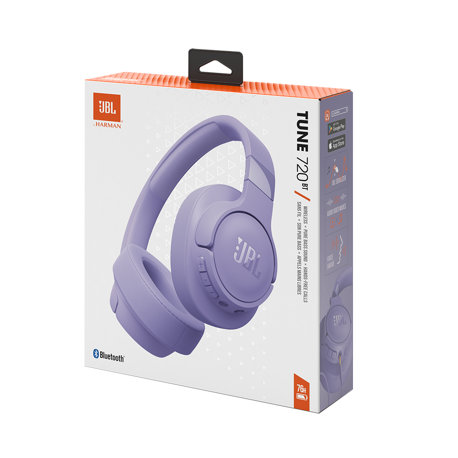 Наушники JBL Tune 720BT, беспроводные, с микрофоном, складные, сиреневые