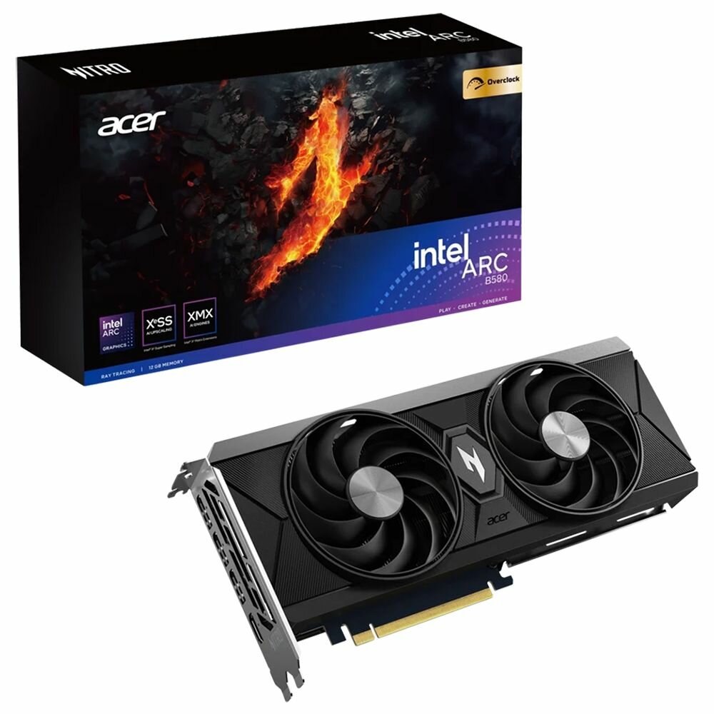Видеокарта Acer B580 NITRO OC 12GB GDDR6 192bit 3xDP HDMI 2FAN RTL