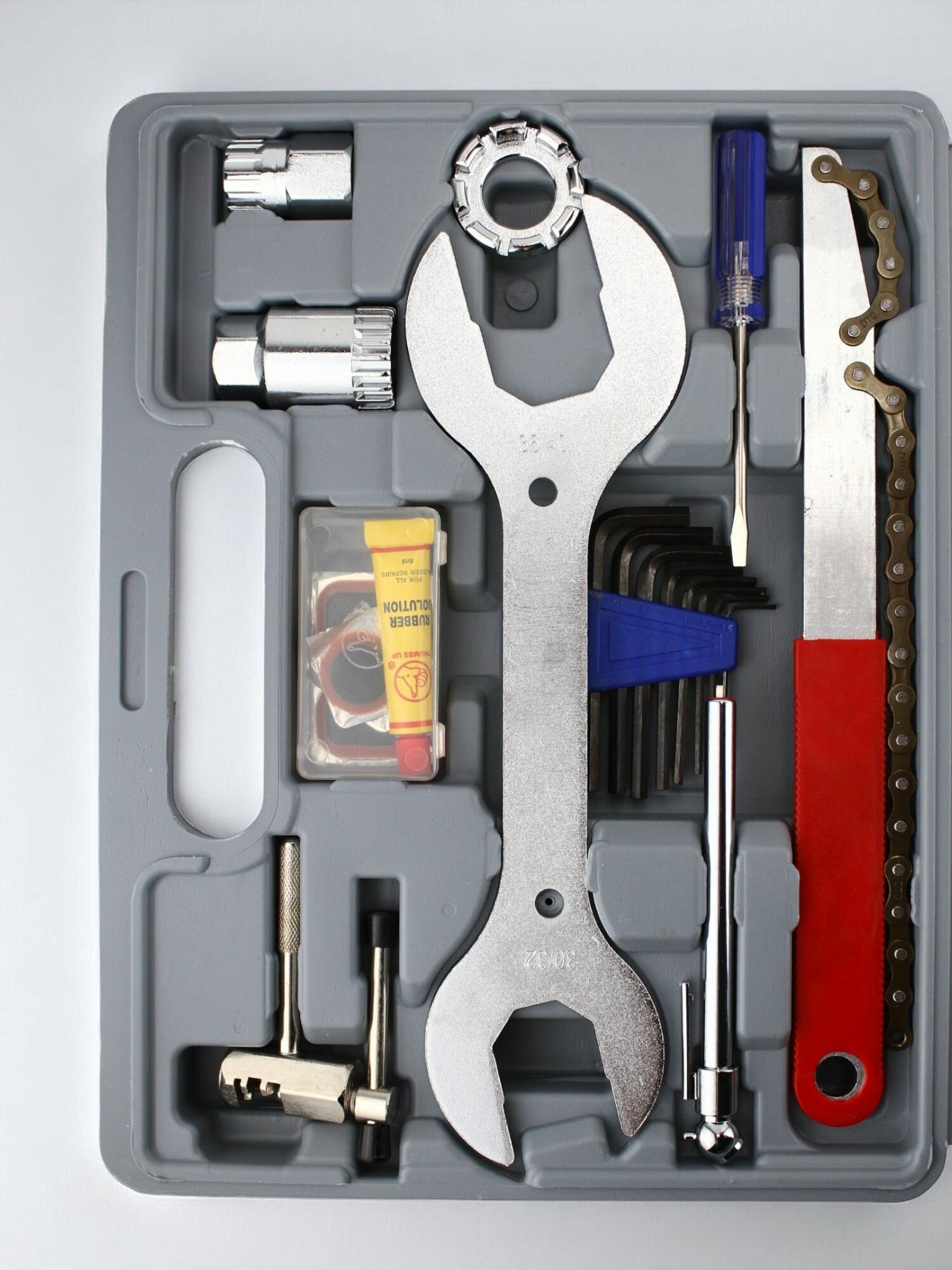 Набор инструментов для ремонта велосипеда 44 предмета, в кейсе — фото 1