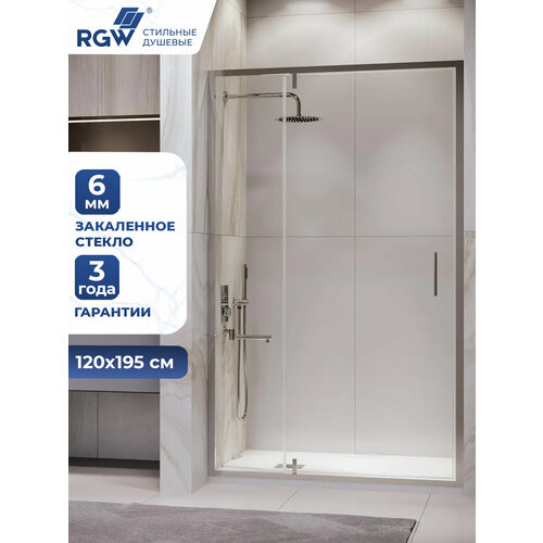 Душевая дверь в нишу RGW Leipzig 120x195 LE-103-B стекло прозрачное профиль черный 36087₽