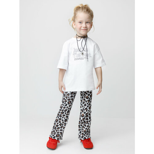 фото Брюки crockid из трикотажа в рубчик для девочки, размер 52/92, бежевый