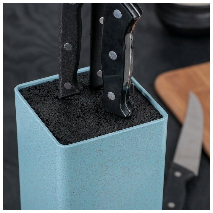Подставка для ножей КНР "Нежность", 22х9 см, голубая - фотография № 4