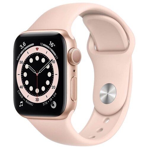 Apple Watch Series 6 40mm Gold Aluminum Case with Pink Sand Sport Band (GPS+Cellular)