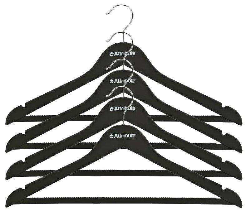 Набор вешалок универсальных Attribute Hanger Siluet Black, 4 шт - Атрибут вашего дома