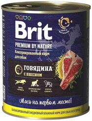 Brit 850г Консервы д/собак Brit Premium by Nature Говядина с пшеном