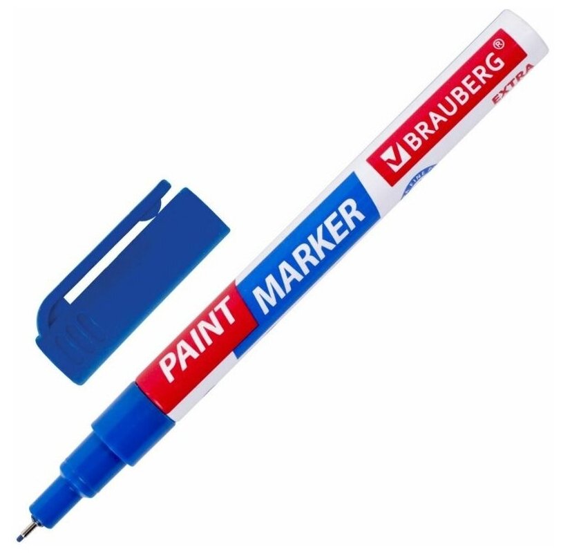 Маркер-краска лаковый EXTRA (paint marker) 1 мм, синий, усиленная нитро-основа, BRAUBERG,151961